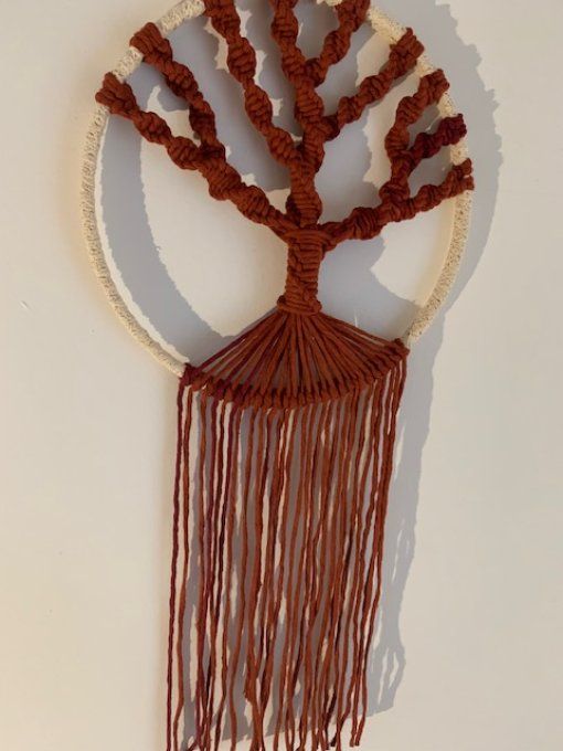 Arbre de la vie  artisanal en Macramé - modèle "Terracotta"